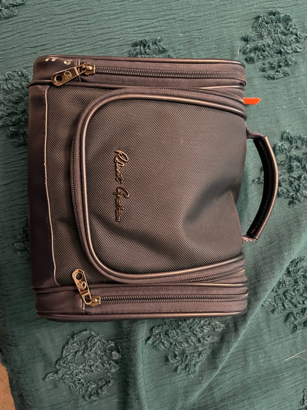 Robert Graham Black Travel Toiletry Bag with Gold Hardware